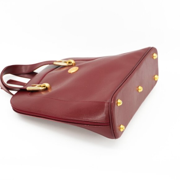 Paris France Red Leather Purse Structured Satchel Bag Top Handle Handbag - Picture 3 of 14